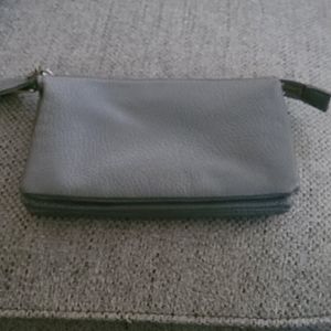 Grey Faux Leather Olivia + Joy Wristlet